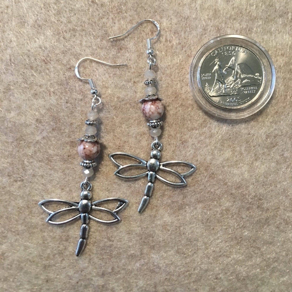 Handmade dragonfly dangle earrings
